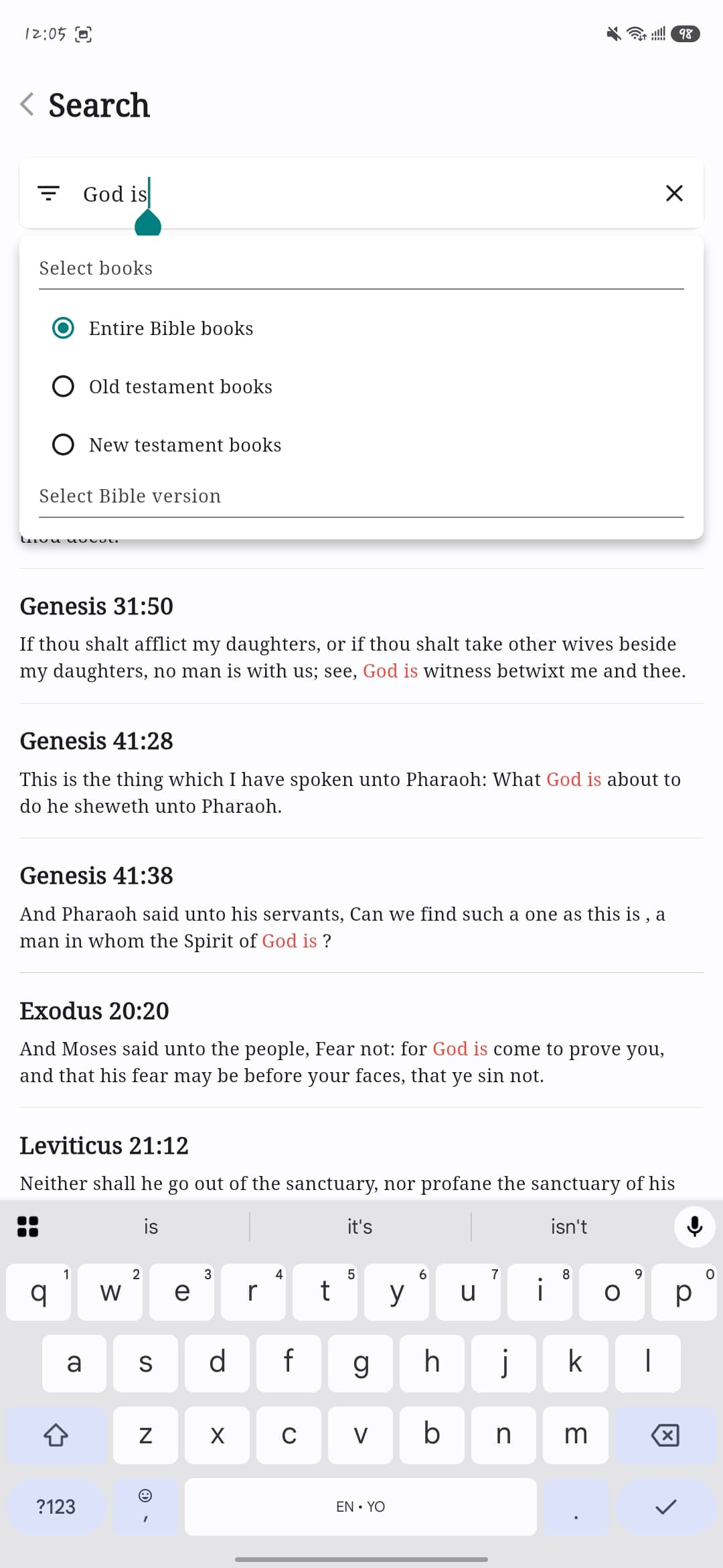 Search the Word — Bi Bible screenshot